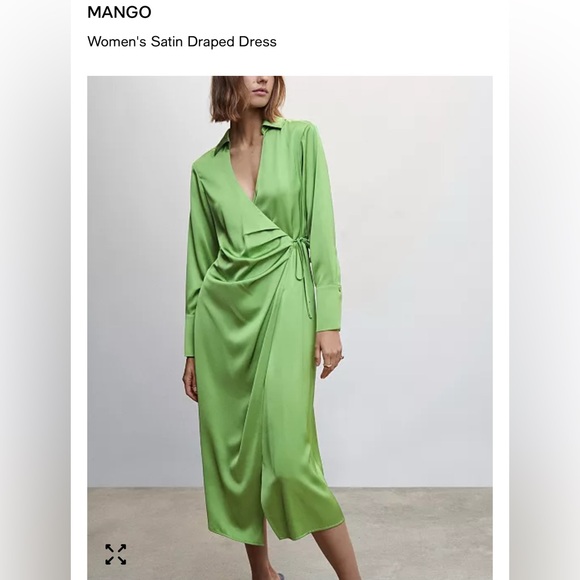 Mango Vibrant Green Long Sleeve Dress #100 - Picture 1 of 8